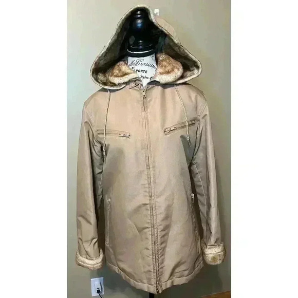 Vintage London Fog Women’s Fur Lined Chore Coat | Removable Hood Wmns Size 11/12 - Picture 2 of 13